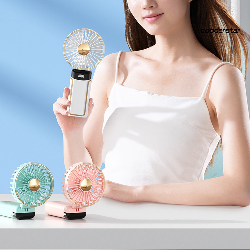 1 Bộ Quạt Làm Mát Cầm Tay 5 Bánh Răng Có Thể Gập Lại Màn Hình Kỹ Thuật Số Tiếng Ồn Thấp Cổng USB