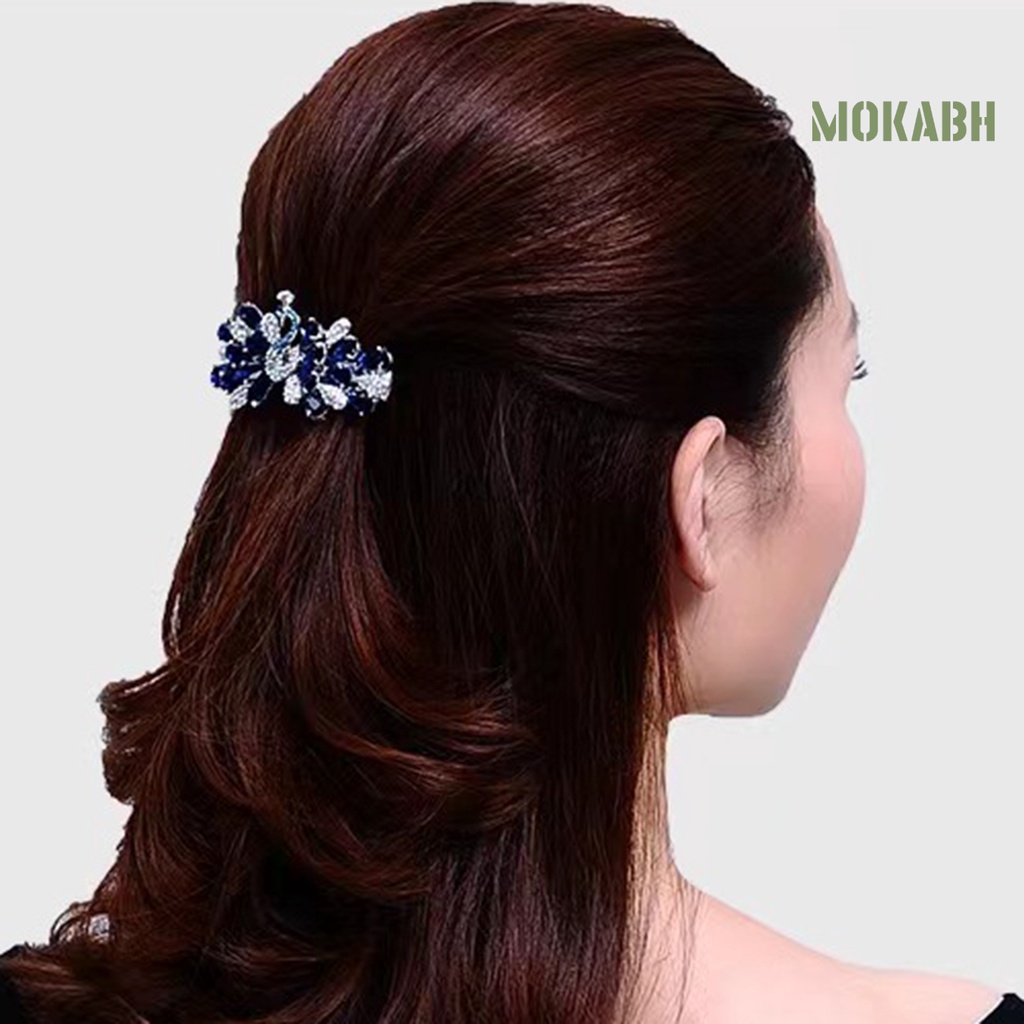 Kẹp Tóc Con Công Đính Đá Chống Trượt Kiểu Dáng Thanh Lịch