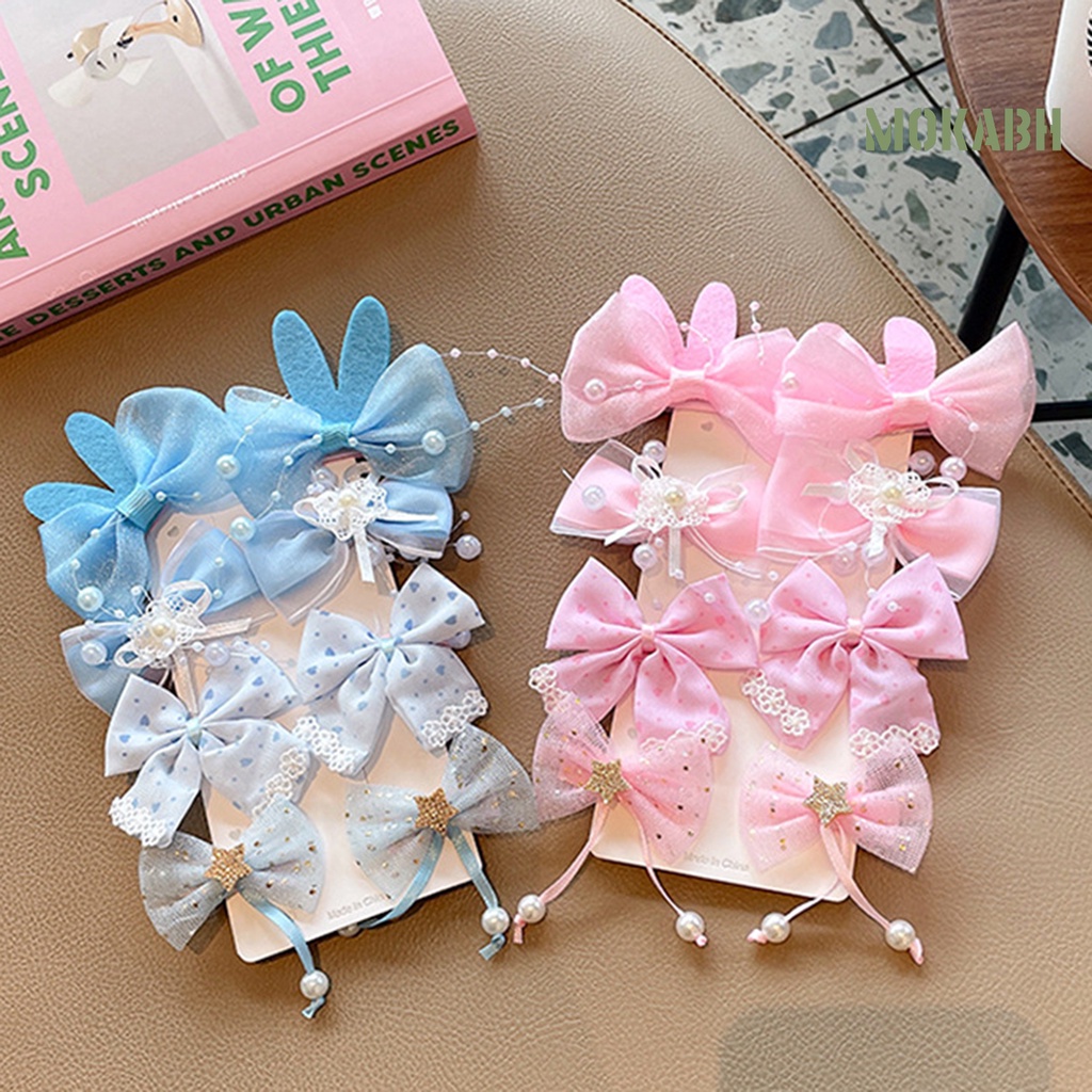 1 Bộ Kẹp Tóc Hình Nơ Mềm Mại Co Giãn Thoải Mái Cho Bé Gái