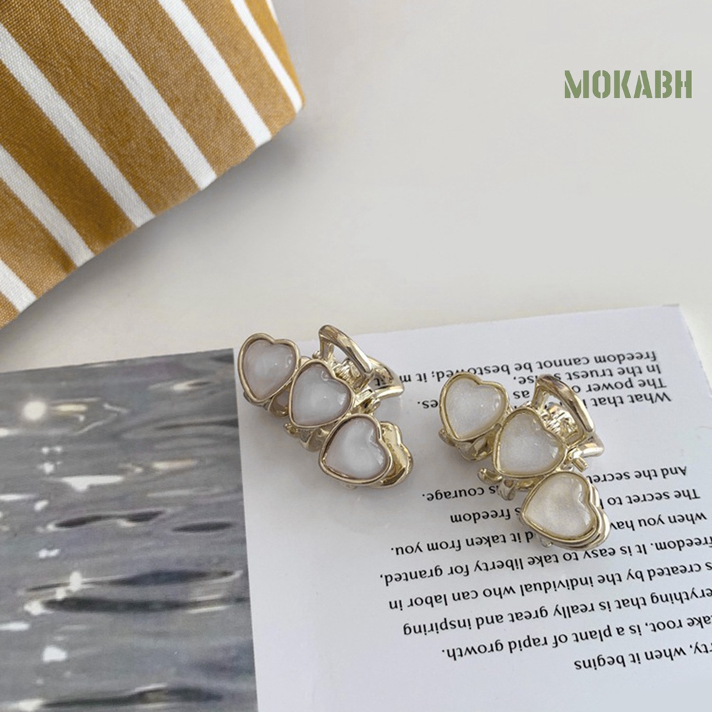 [Mok Abh] Kẹp Tóc Mái Trái Tim Nhỏ Nhắn Chống Trượt Có Răng Lấy Đánh Bóng Mạnh Mẽ Chống Rơi Ngọt Ngào Dễ Thương Cho Bé Gái