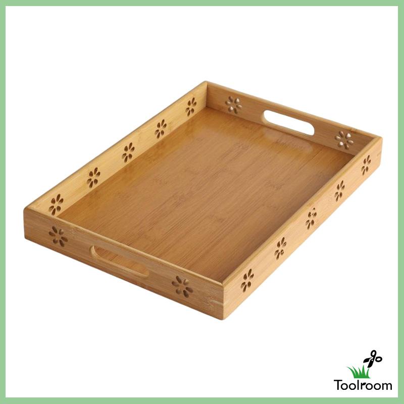 Khay Phục Vụ Thức Ăn Bằng Tre Có Tay Cầm Tiện Dụng Cho Nhà Bếp