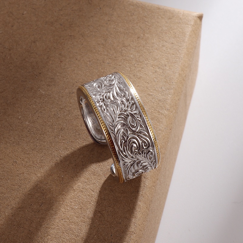 Nhẫn Bạc Trang Trí Họa Tiết Dập Nổi Sang Trọng Cho Nam Nữ