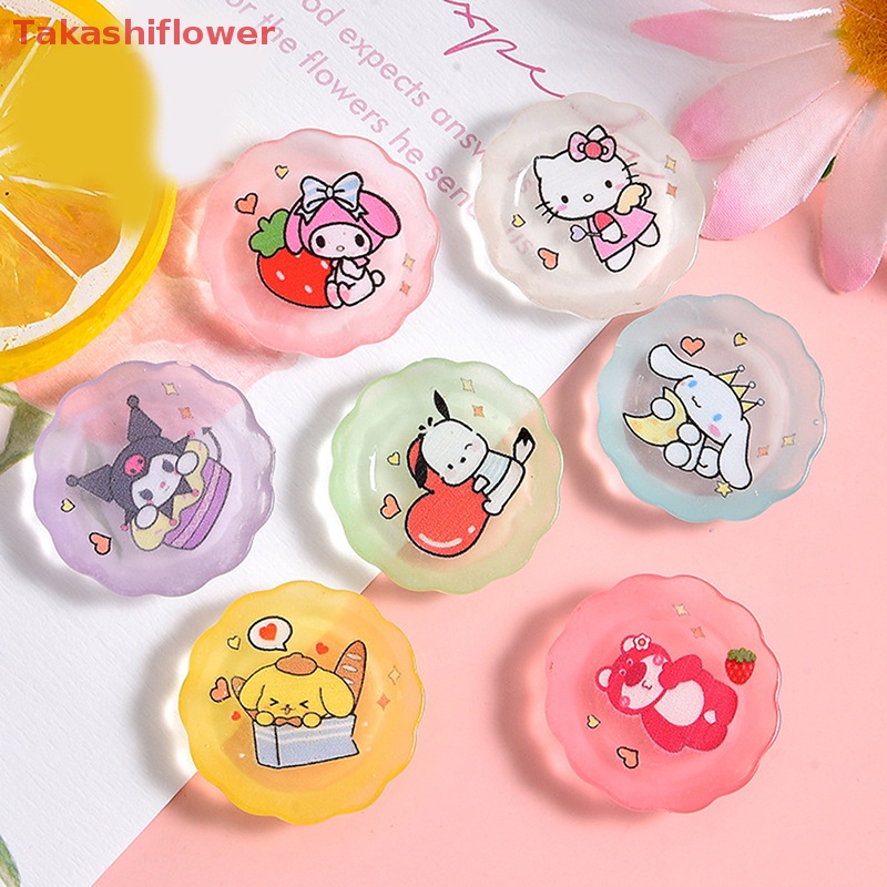 Set 10 Mô Hình Đĩa Sanrios Hoạt Hình Mini Bằng Nhựa Resin Trang Trí Điện Thoại DIY