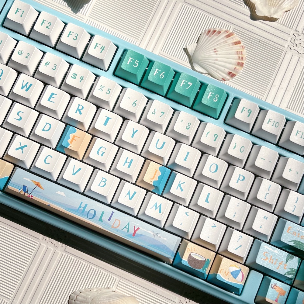 Hawaii Keycaps Cherry Profile Bãi Biển Mùa Hè PBT Dye Sub Bàn Phím Cơ Keycap