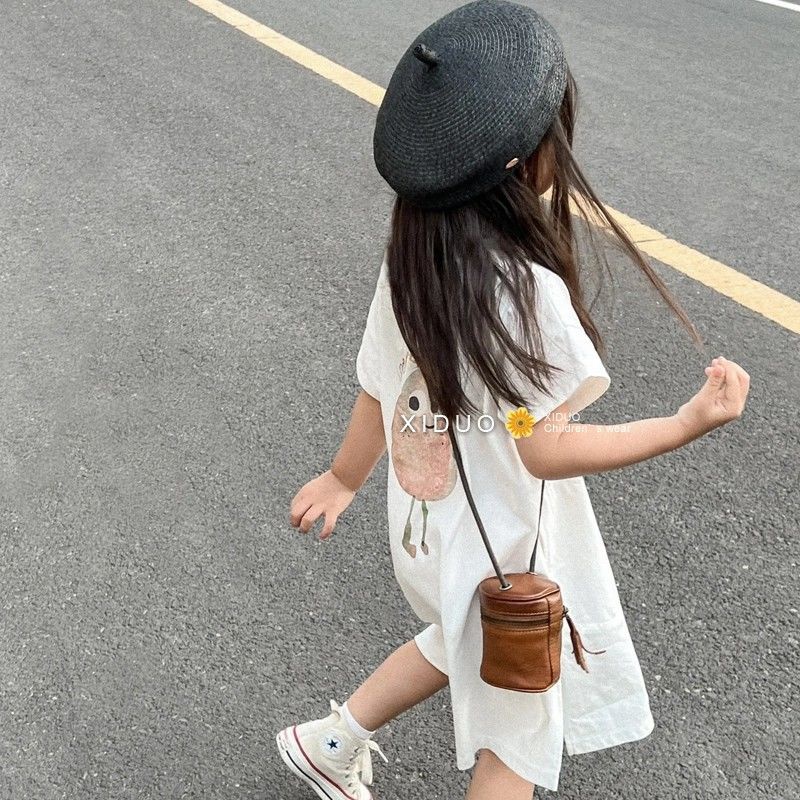 Đầm Thun Mùa Hè Tay Cộc Phong Cách Thời Trang Hàn Quốc Cho Bé Gái 2023