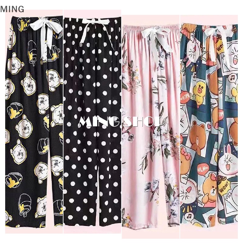 Quần Ngủ Dài Ngang Bắp Chân In Họa Tiết Thời Trang Dành Cho Nữ