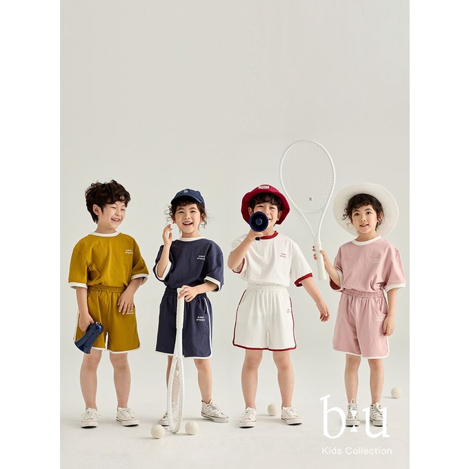 Bộ Đồ Thể Thao Áo Thun Tay Ngắn Phối Quần Short Raglan Dáng Rộng Thời Trang Mùa Hè Cho Bé Trai Và Gái