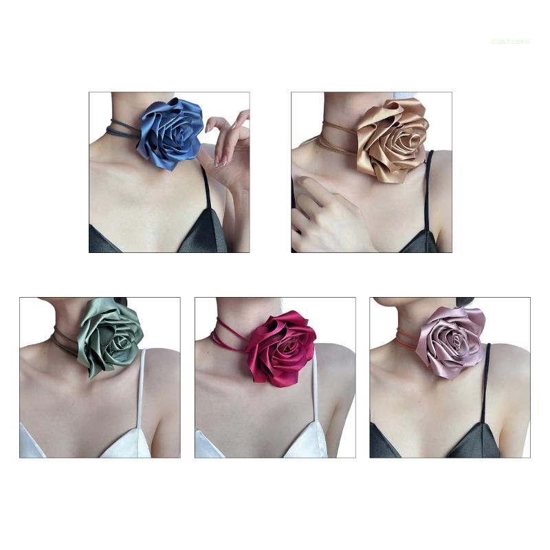 Vòng Cổ Choker Dáng Dài Mặt Hoa Lớn Thời Trang