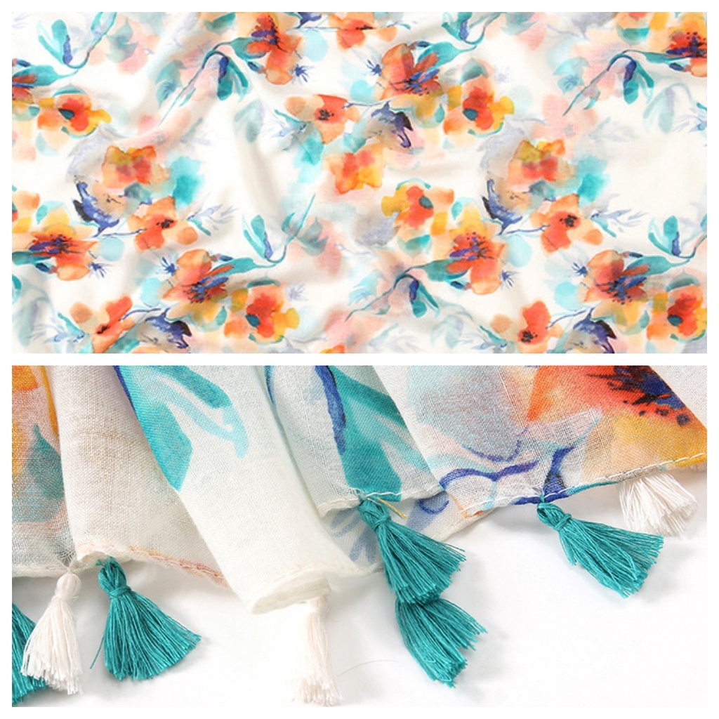 Khăn Choàng Cotton Nhẹ In Họa Tiết Thời Trang Xuân Hè Dành Cho Nữ