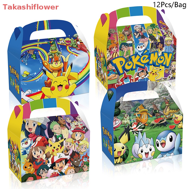 Bộ 12 Hộp Giấy Đựng Kẹo In Hình Pokemon Dễ Thương