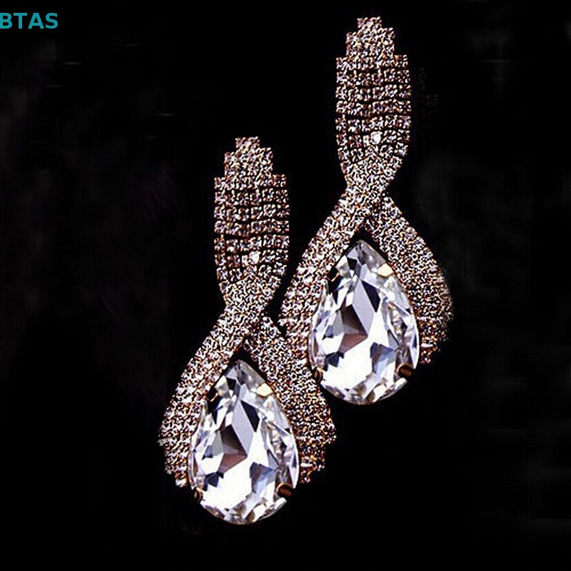 Bông Tai Đính Đá Hình Giọt Nước Thời Trang Cho Nữ