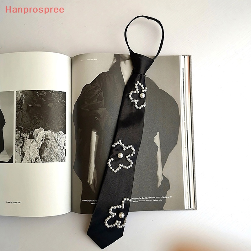 Hanprospree > Cà Vạt Đeo Cổ Đính Hoa Ngọc Trai Thời Trang Phong Cách JK Cho Nữ