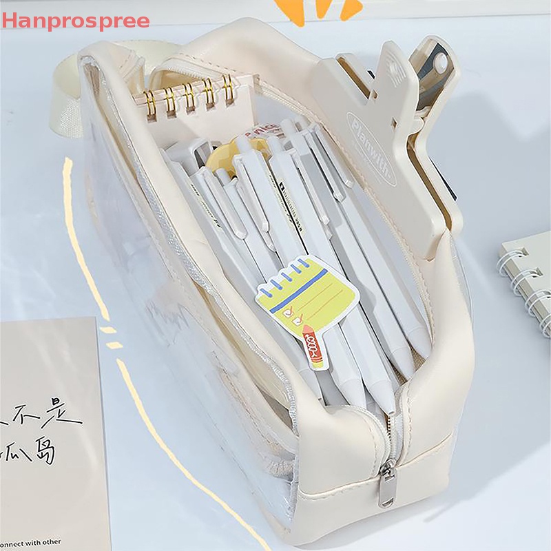 Hanprospree > Túi Đựng Bút Trong Suốt Chống Thấm Nước Sức Chứa Lớn Phong Cách INS