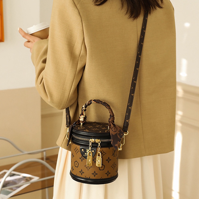 Túi Xách bucket Hình Trụ In Họa Tiết Cổ Điển Thời Trang Cho Nữ