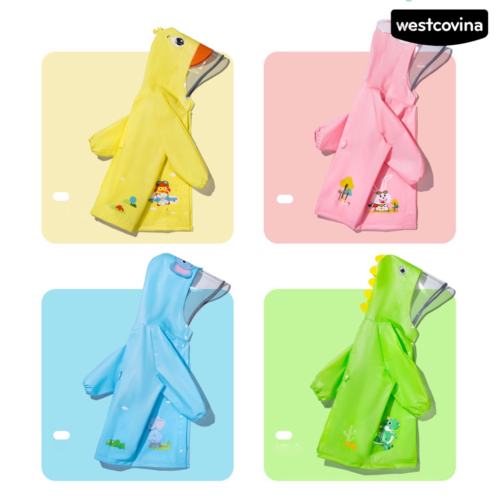 [COD]☁Áo Mưa Có Mũ Trùm Chống Nước In Họa Tiết Thú Hoạt Hình Cho Bé