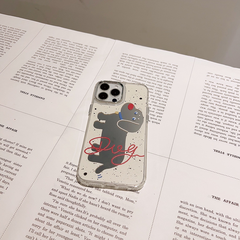Ốp Điện Thoại Mặt Gương Trong Suốt Hình Chú Chó Cho Iphone 14 11 12 13 PRO MAX AT0264