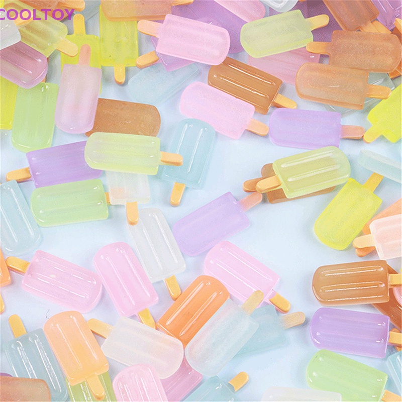 Set 10 Kẹp Tóc Hình Que Kem Dạ Quang Bằng Resin Resin DIY Đáng Yêu Đa Ứng Dụng