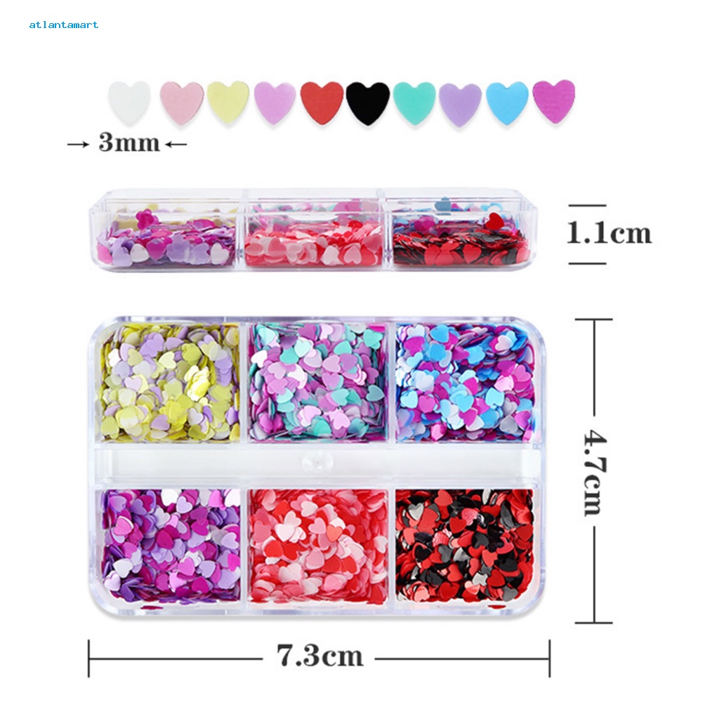 Túi Đựng Đồ Dùng Cao Cấp Tiện Dụng| 1 Hộp 6 Ngăn Đựng Phụ Kiện Trang Trí Móng Tay Nghệ Thuật Không Phai Màu Dễ Dàng Tháo Rời Không Dính Hình Trái Tim