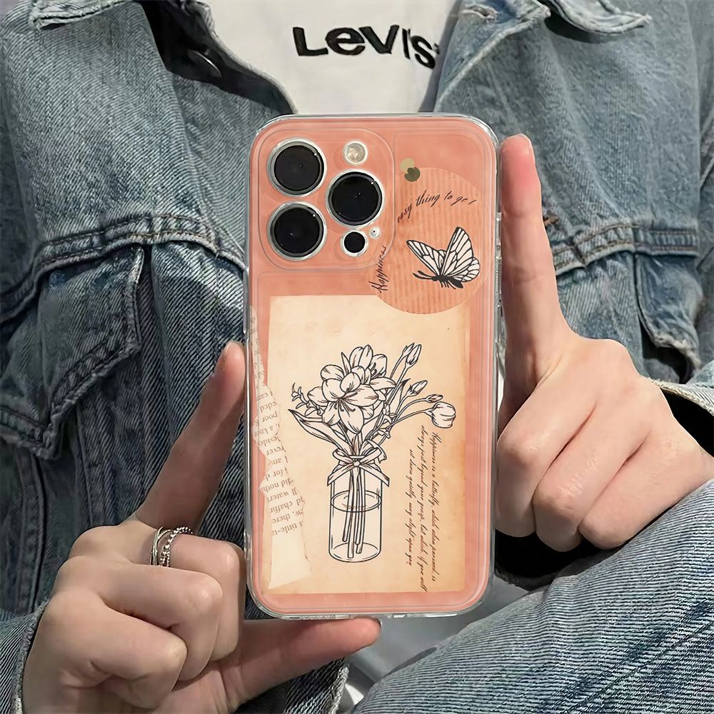 ✅Ốp Điện Thoại Mềm Chống Sốc Họa Tiết Bướm Phong Cách Retro Cho Iphone 11 12Plus 14pro 1378 max 6In