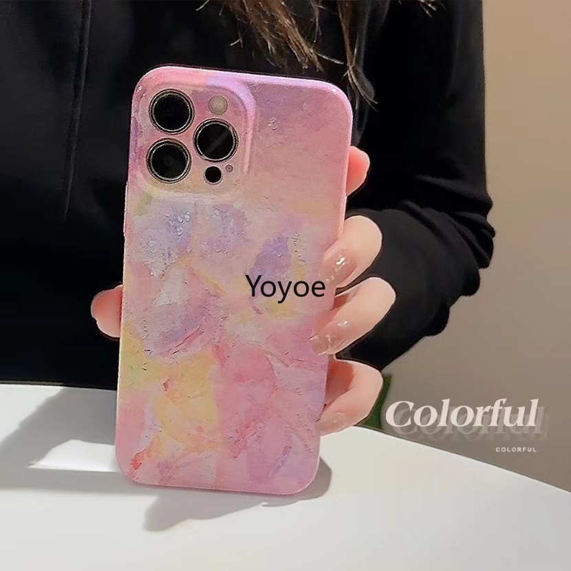 Ốp Điện Thoại Silicone Mềm Chống Sốc Tranh Sơn Dầu Cho iPhone 14plus X XR XS 11 12 13 14 Pro Max SE 7 8 Plus