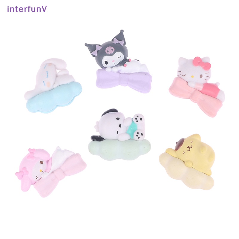 [InterfunV] Set 6 Mô Hình Búp Bê Hoạt Hình Sanrio Nằm Đáng Yêu Bằng PVC