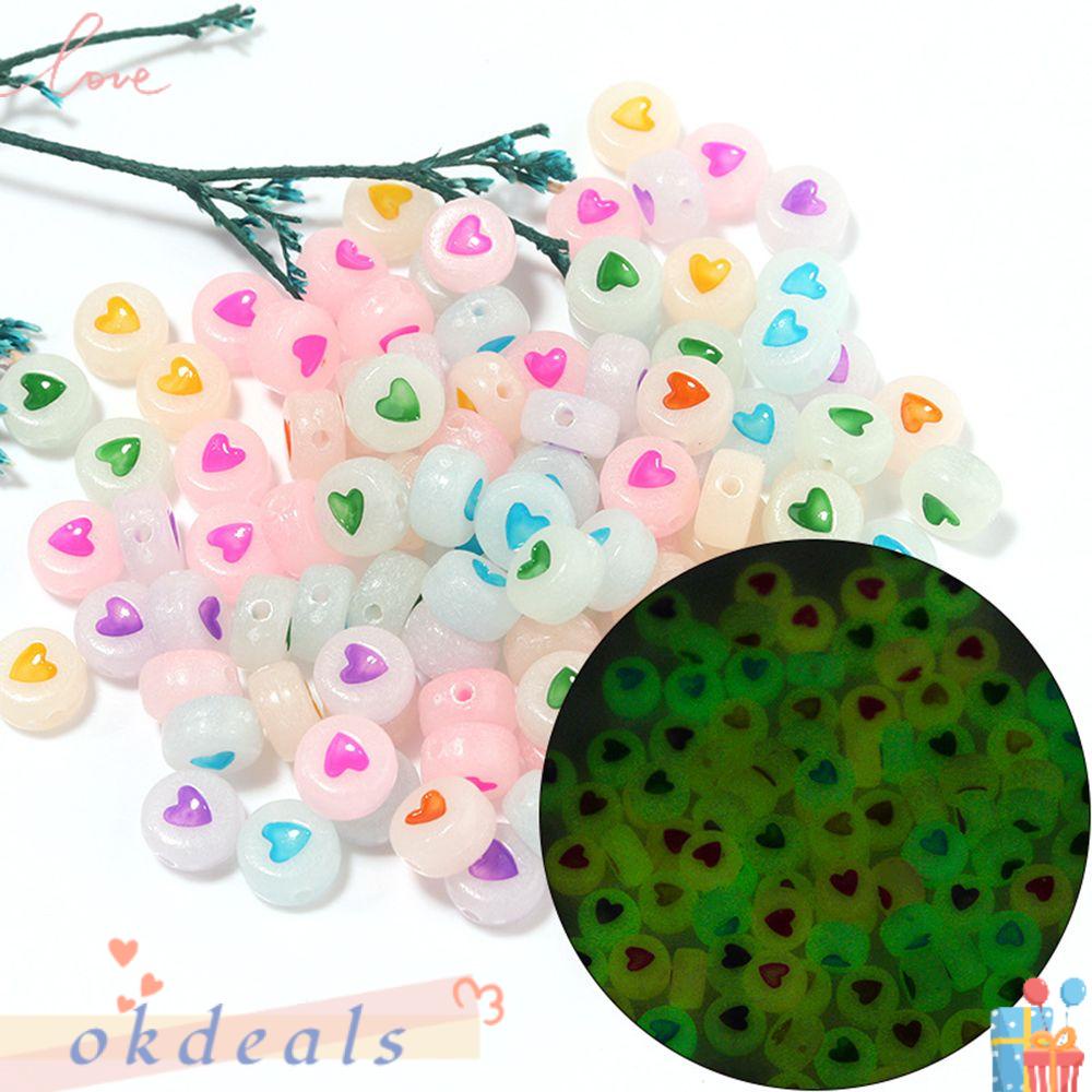 Bộ 100 Hạt Xỏ Lỗ Tròn Dạ Quang Đa Năng Dùng Làm Trang Sức DIY