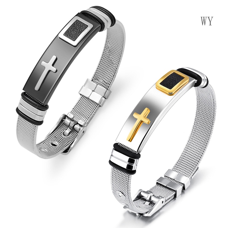 Vòng Đeo Tay Bằng Thép Không Gỉ Hình Thánh Giá Dành Cho Nam