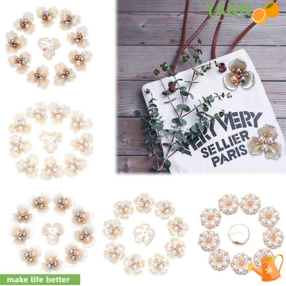 Set 10 / 10 Kẹp Tóc Yan Yan1 Hình Hoa May Nút Phụ Kiện May Vá