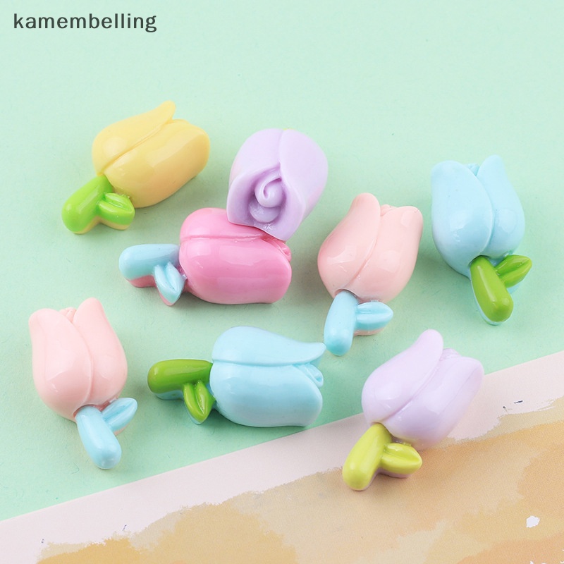 Set 10 Hoa Tulip Chất Liệu Resin Dễ Thương Dùng Để Trang Trí Kẹp Tóc / Điện Thoại