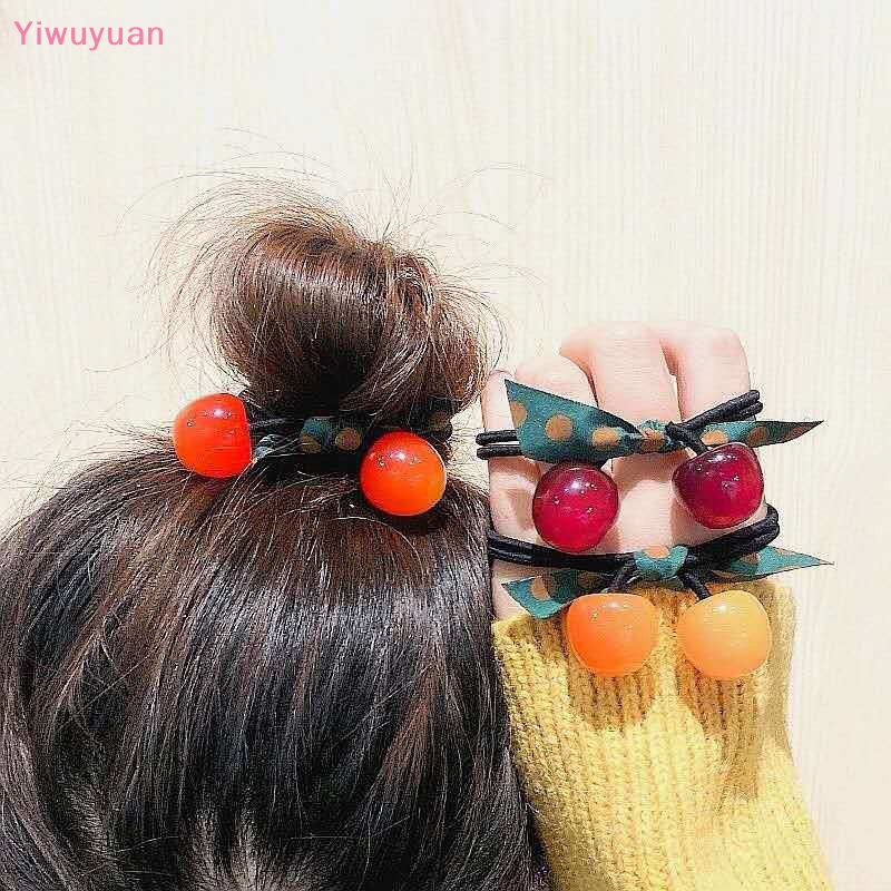 Dây Buộc Tóc Cao Su Co Giãn Hình Quả Cherry Phong Cách Hàn Quốc Mới
