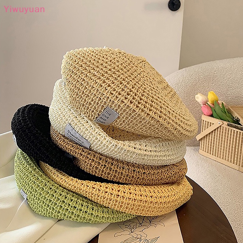 < Yiwuyuan > Mũ Beret Màu Trơn Phong Cách Họa Sĩ Vintage Thời Trang Xuân Hè Mới Cho Nam Và Nữ