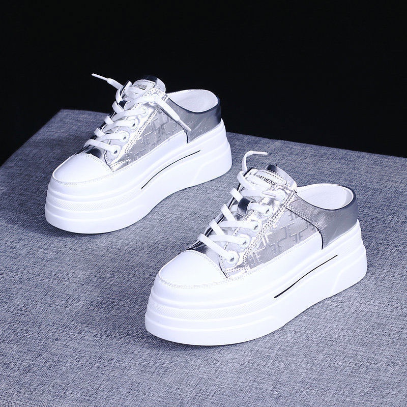 Giày Lười Đế Dày 8cm Màu Trắng Thời Trang Xuân Thu Cho Nữ