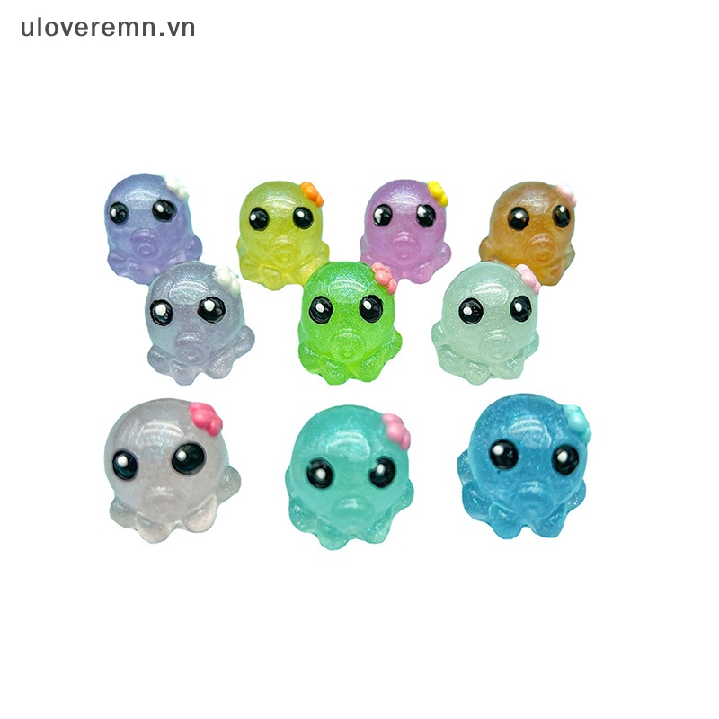 Bộ 2 Tượng Bạch Tuộc Hoạt Hình Phát Sáng Bằng Nhựa Resin Trang Trí Tiểu Cảnh