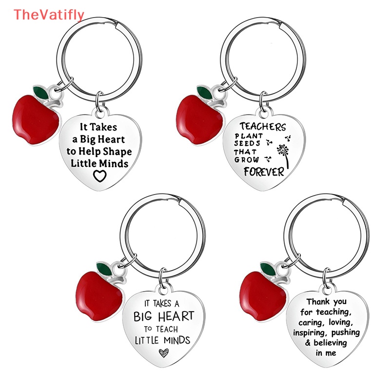 [Thevalifly] Móc Khóa Tráng Men Hình Trái Táo / Hoa Nhỏ Xinh Xắn Màu Bạc Thích Hợp Làm Quà Tặ