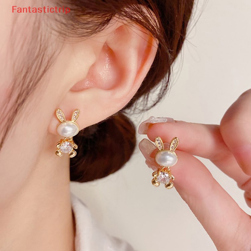 Bông Tai Hình Thỏ Đính Ngọc Trai Thời Trang Dành Cho Nữ