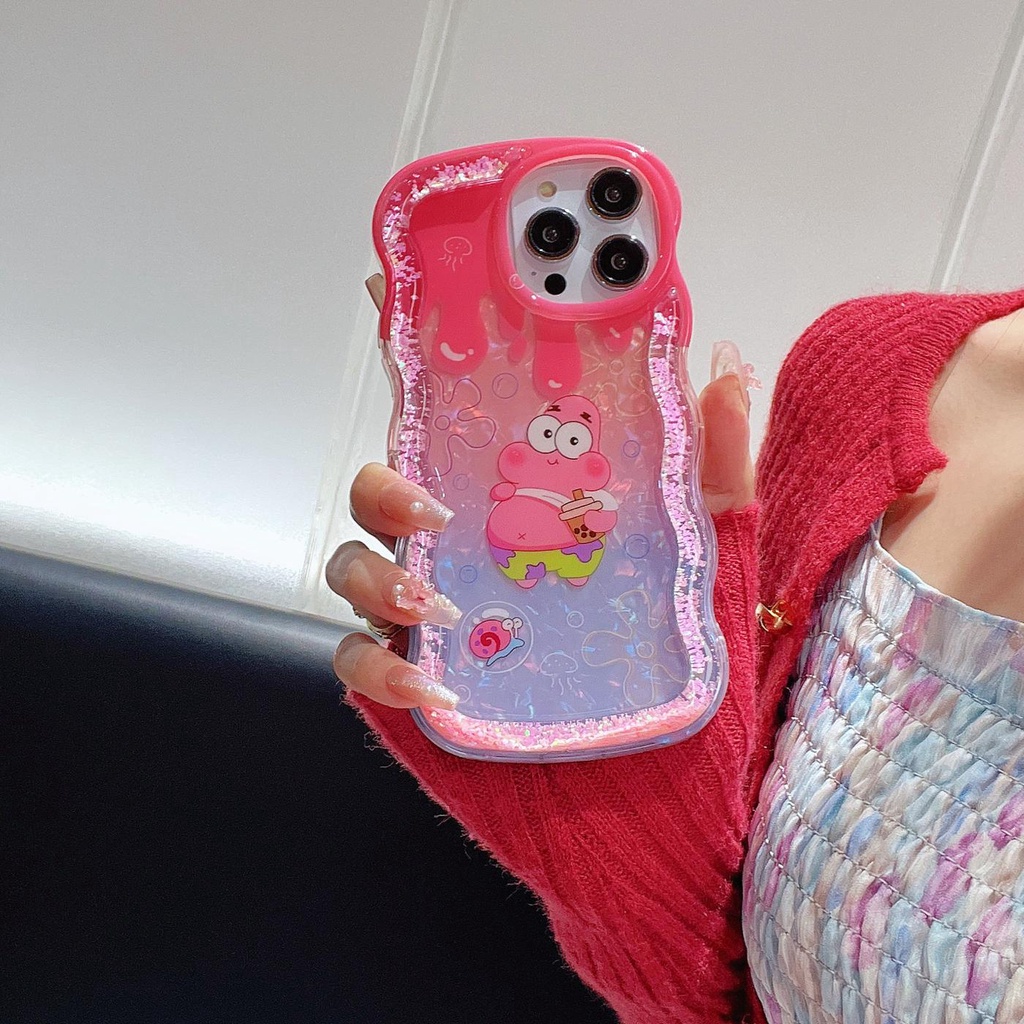 Ốp Điện Thoại TPU Dẻo Dạng Cát Chảy Họa Tiết Hoạt Hình Spongebob Patrick Star Cho iPhone 12 13 14 Pro Max