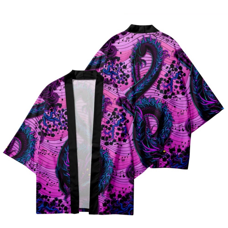 Áo Khoác Kimono Truyền Thống Nhật Bản In Hình Rồng Âm Nhạc Hoạt Hình Thời Trang Cho Nam Nữ