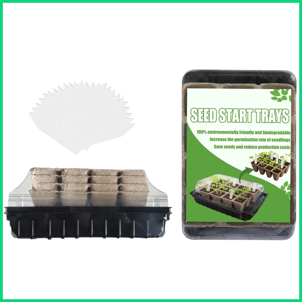 Khay Trồng Cây Mầm 12 Ngăn Mini Kèm Nắp Đậy Cho Nhà Kính jiwvn Jwvn