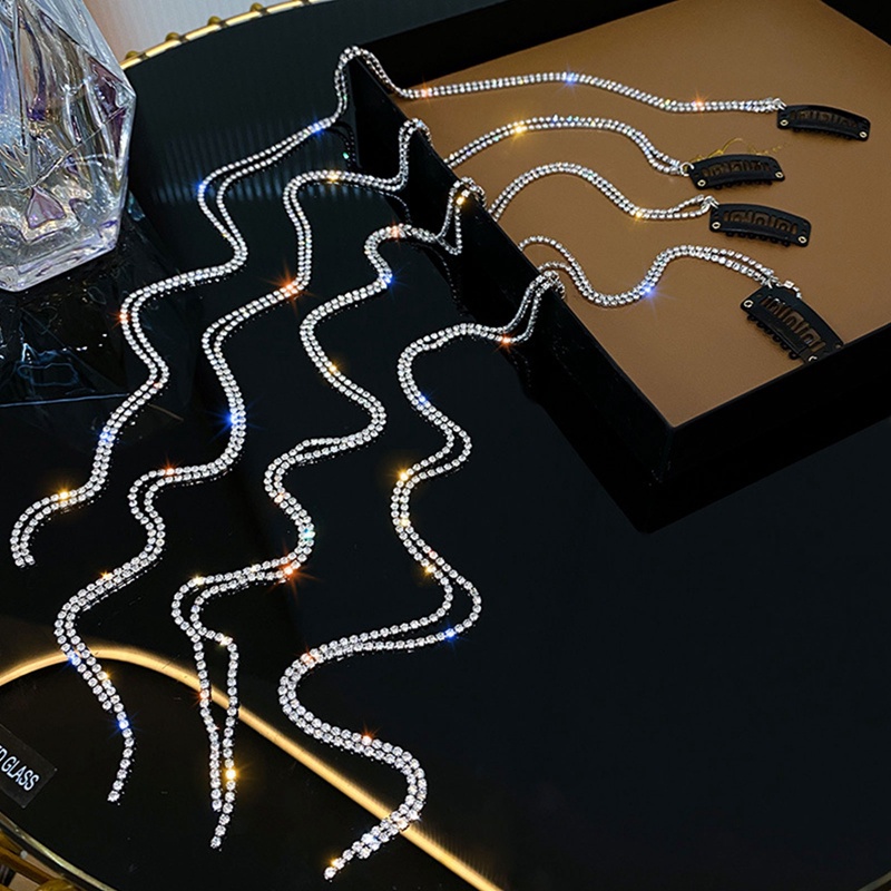 Kẹp Tóc Dây Xích Đính Pha Lê Lấp Lánh Thời Trang Cho Nữ