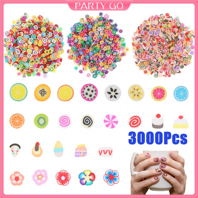 Bộ 3000 Miếng Dán Trang Trí Móng Tay / Điện Thoại Họa Tiết Hoa Quả 3D Nhiều Màu Xinh Xắn DIY
