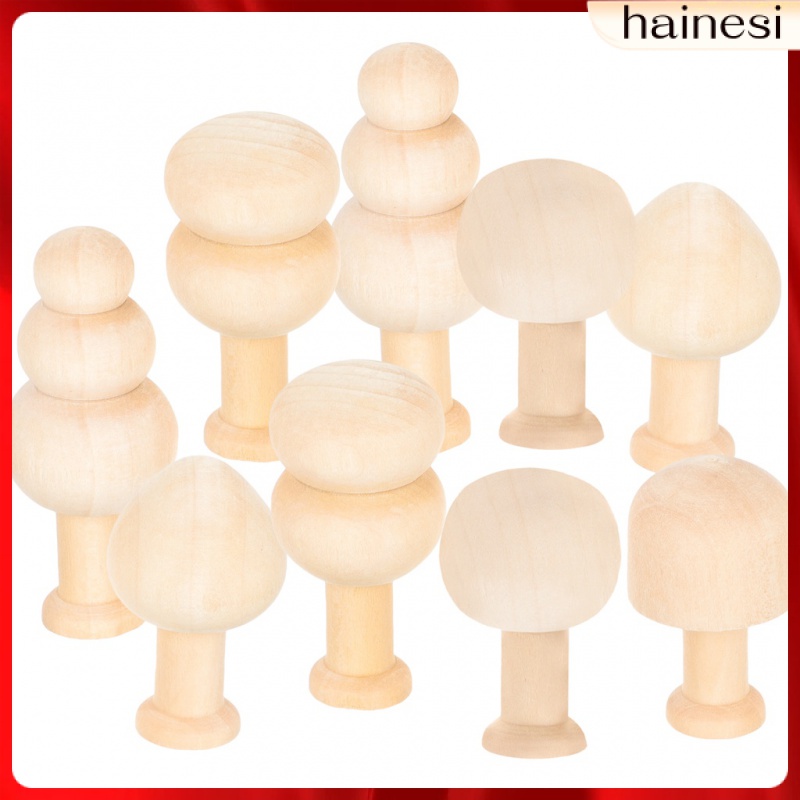 Set 10 Mô Hình Nấm Gỗ Không Sơn Độc Đáo Cho Bé