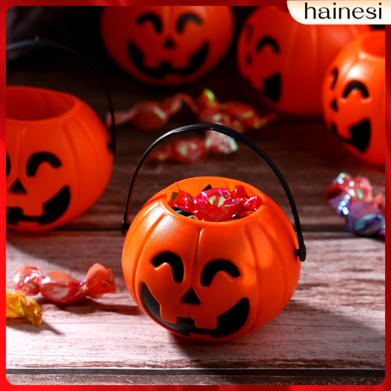 Giỏ Nhựa Mini Đựng Kẹo Giá Đỡ Hình Quả Bí Ngô Trang Trí