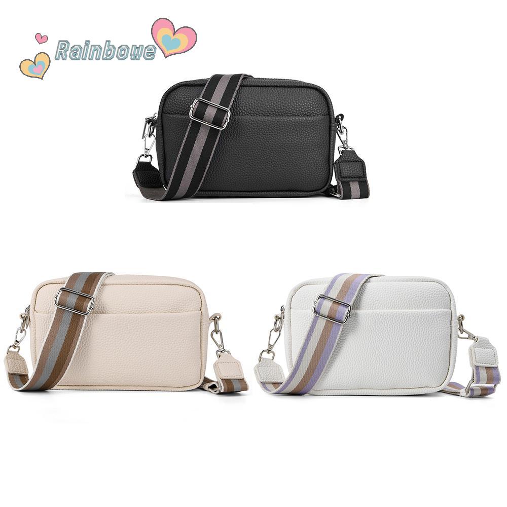 Túi Da PU Đeo Chéo Màu Cầu Vồng Có Khóa Kéo Thời Trang Cho Nữ