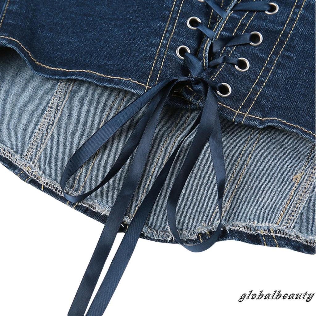 Áo Denim Không Tay Cắt Thấp Thời Trang Mùa Hè Dành Cho Nữ