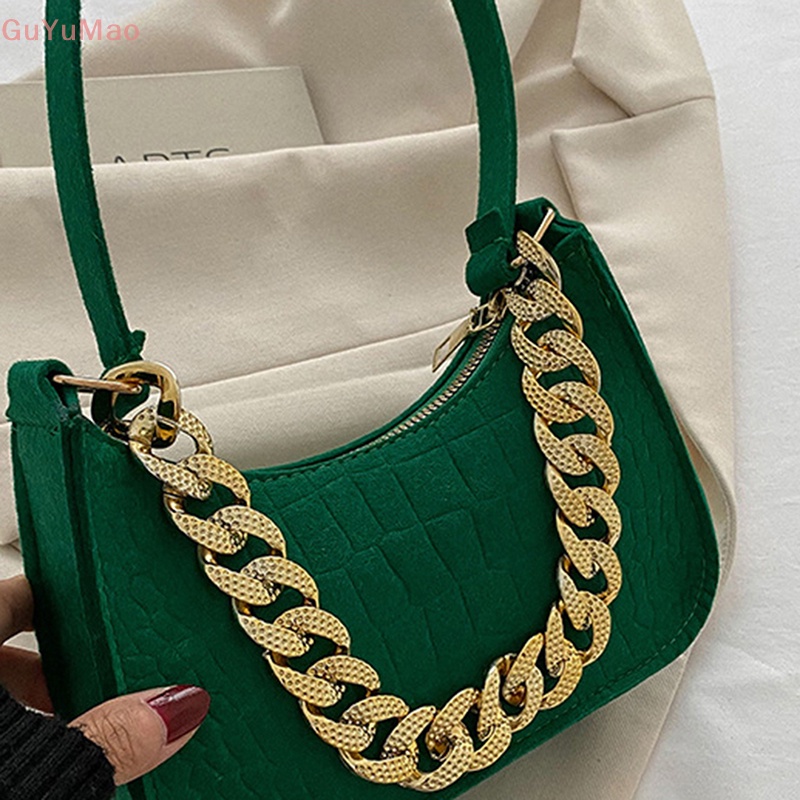 [cxGUYU] Túi Xách Đeo Dưới Cánh Tay Thiết Kế Chuỗi Xích Đơn Giản Kết Cấu Mới PRTA