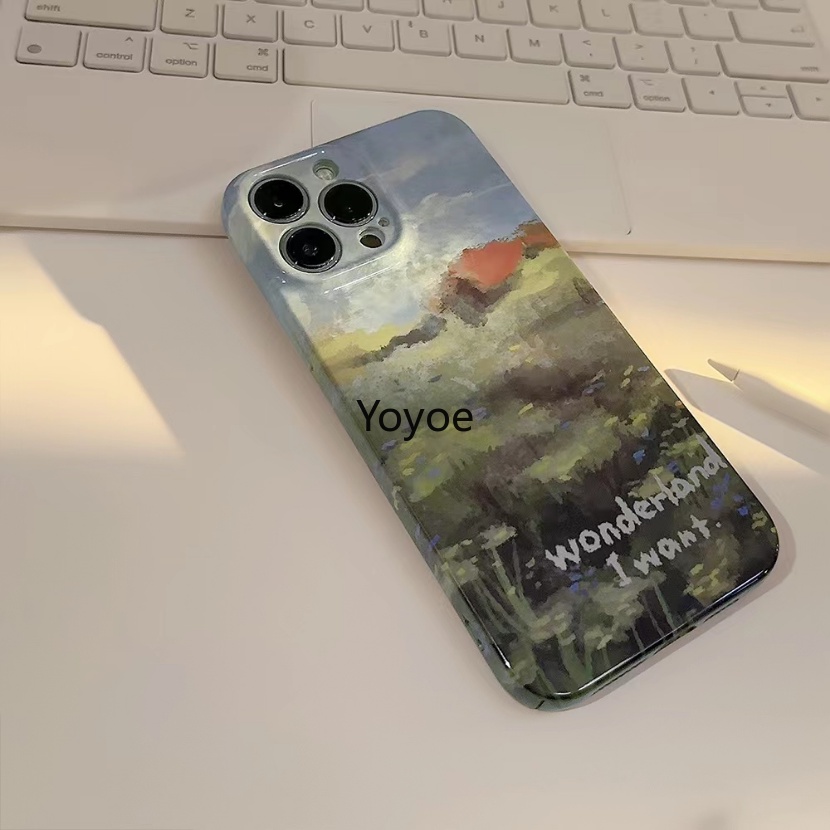 Ốp Điện Thoại Silicon Mềm Chống Sốc Họa Tiết Vườn Monet Cho IPhone 11 13 14 Pro Max 12 Pro XS Max XR X 8 7 14 Plus SE