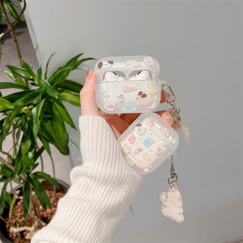 Vỏ Bảo Vệ Hộp Sạc Tai Nghe Bluetooth Không Dây Airpods1 / 2 3 Pro Pro2 Air Pods Pro 3 Hình Chú Cún Dễ Thương Ốp
