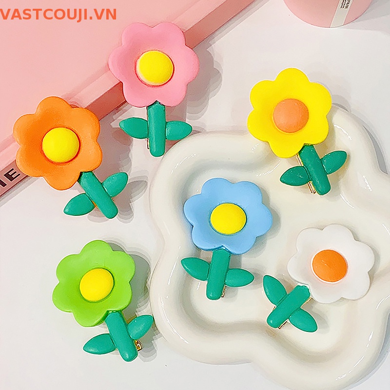 Kẹp Tóc Hình Hoa Màu Kẹo Ngọt Thời Trang Mùa Hè Dễ Thương Cho Bé Gái VN
