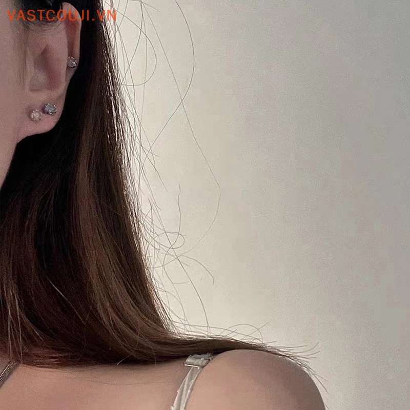 1 Đôi Khuyên Tai Nữ Đính Đá Nhiều Màu Thời Trang