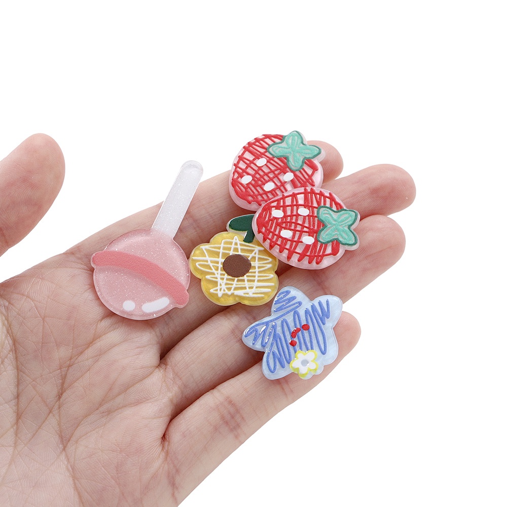 Bộ 4-10 Tấm Nhựa Acrylic In Hình Dâu Tây / Ngôi Sao Năm Cánh Dùng Làm Móc Khóa / Điện Thoại / Trang Sức DIY